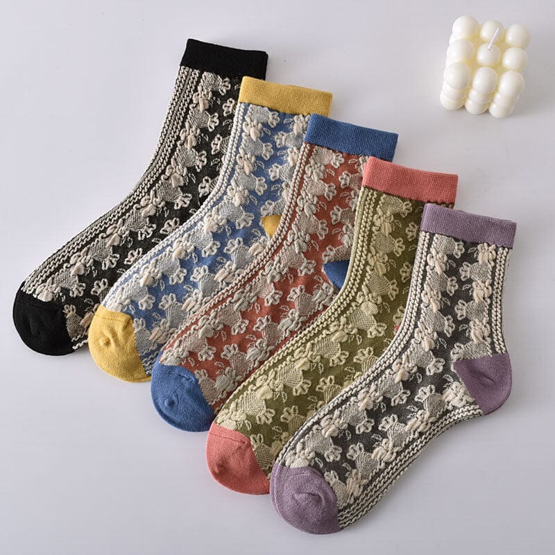 Maliben | Women's Floral Cotton Socks (10 Pairs)