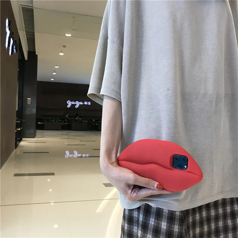 Maliben | 3d Big Red Lip Mouth Kiss Soft Silicone Shoulder Iphone Cases