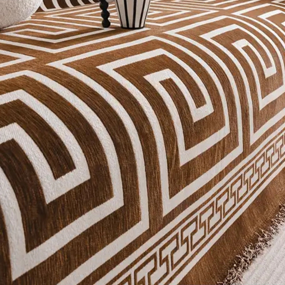 Maliben | Meander Tassels Chenille Sofa Cover