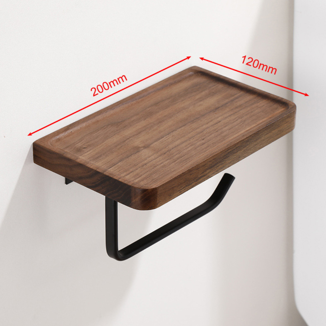 Maliben | Elegant Wall-Mounted Toilet Paper Holder - Made Of Walnut And Stainless Steel