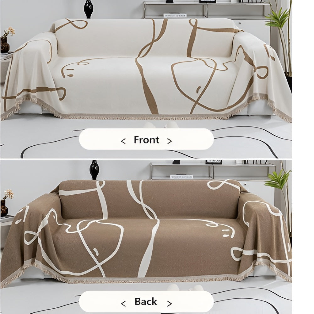 Maliben | Abstract Line Reversible Chenille Sofa Cover