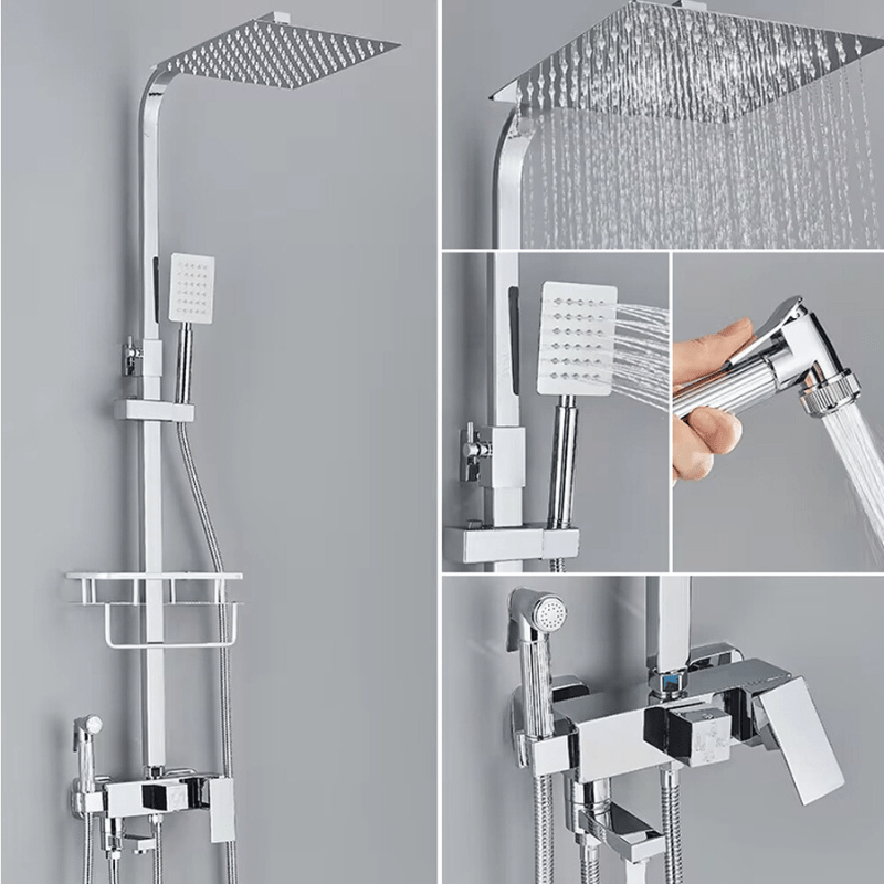 Maliben | Rainflow Luxe Rain Shower Set – Adjustable Brass Shower Fixture With 4 Functions