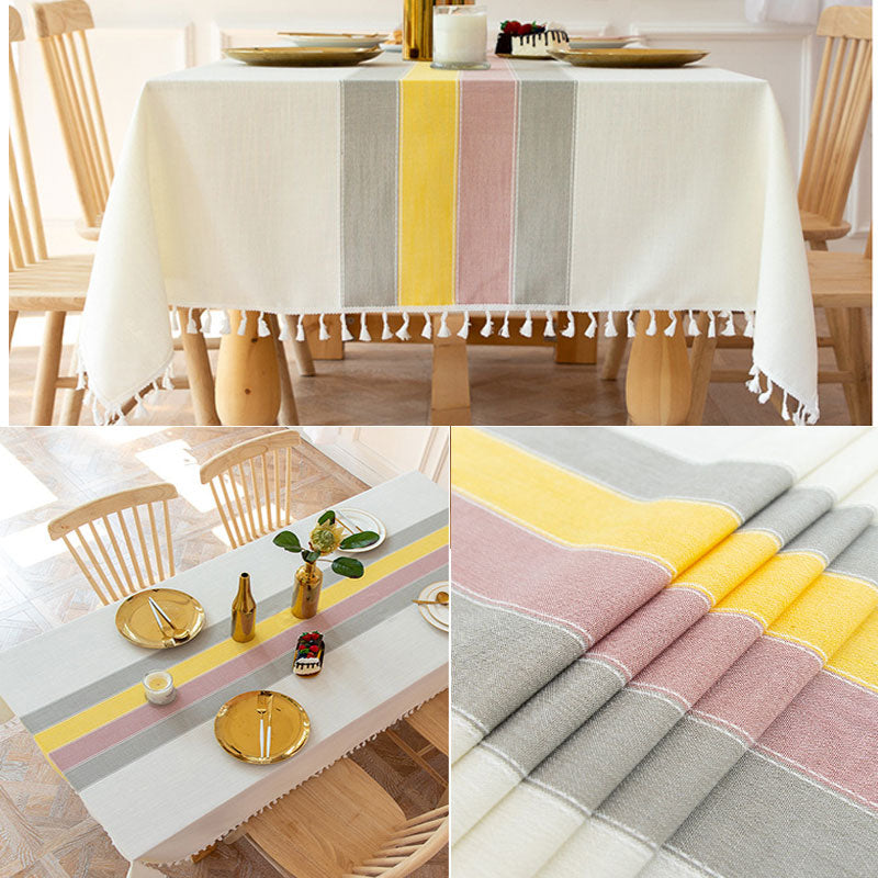 Maliben | Waterproof Oil-resistant Rectangular Tablecloth Cotton Linen Wrinkle-resistant Tablecloth for Kitchen Dining Room Buffet Party