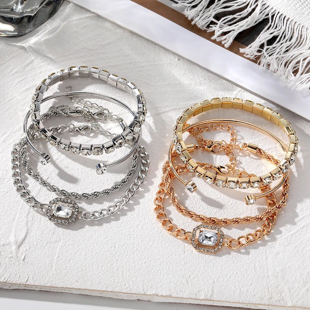 Maliben | 4pcs Diamond Shimmer Bracelet Stack