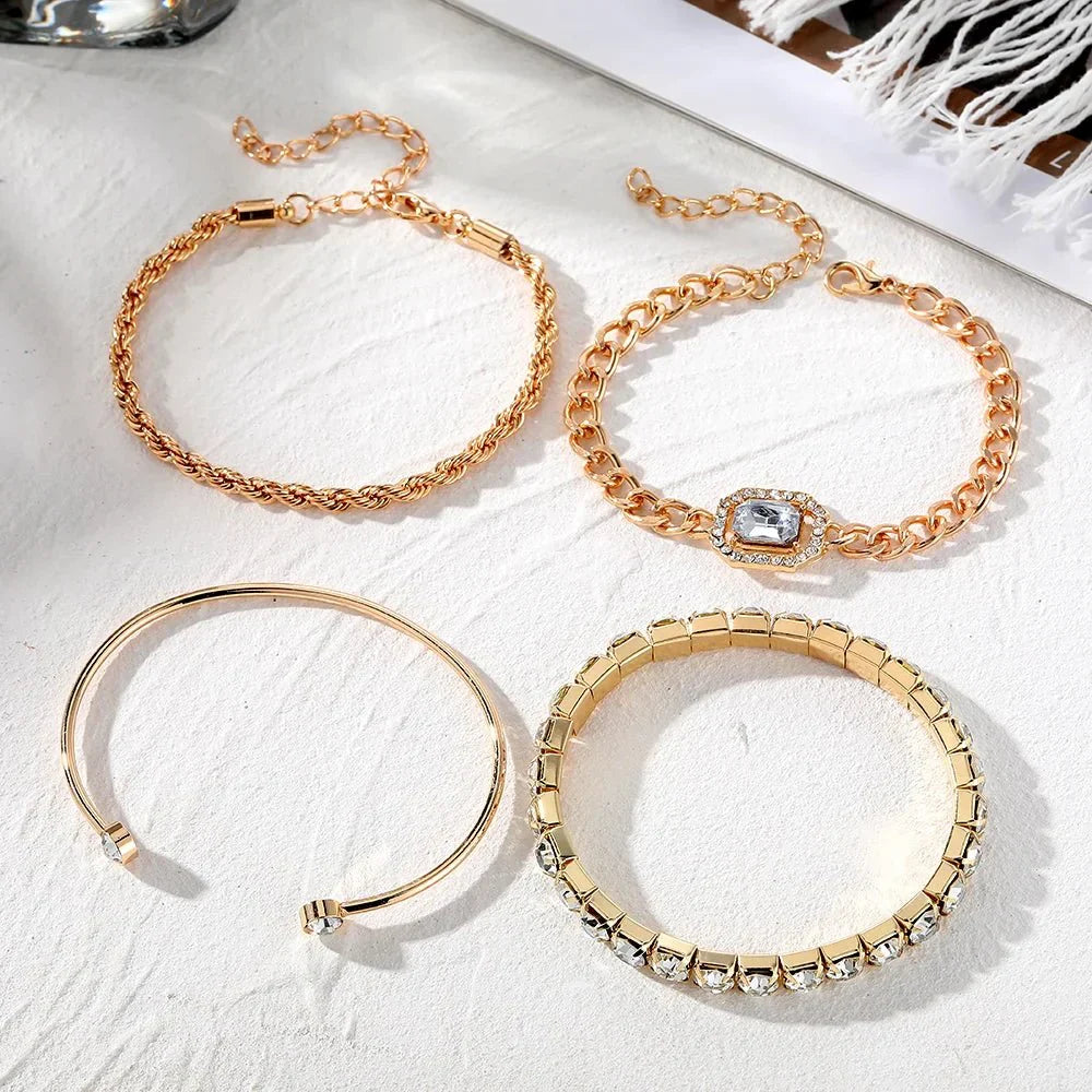 Maliben | 4pcs Diamond Shimmer Bracelet Stack