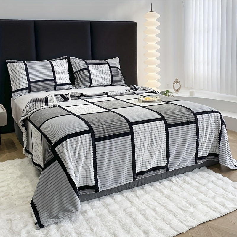 Maliben | Luxury Plush Blanket With Trendy Stripe Print – Ultimate Comfort