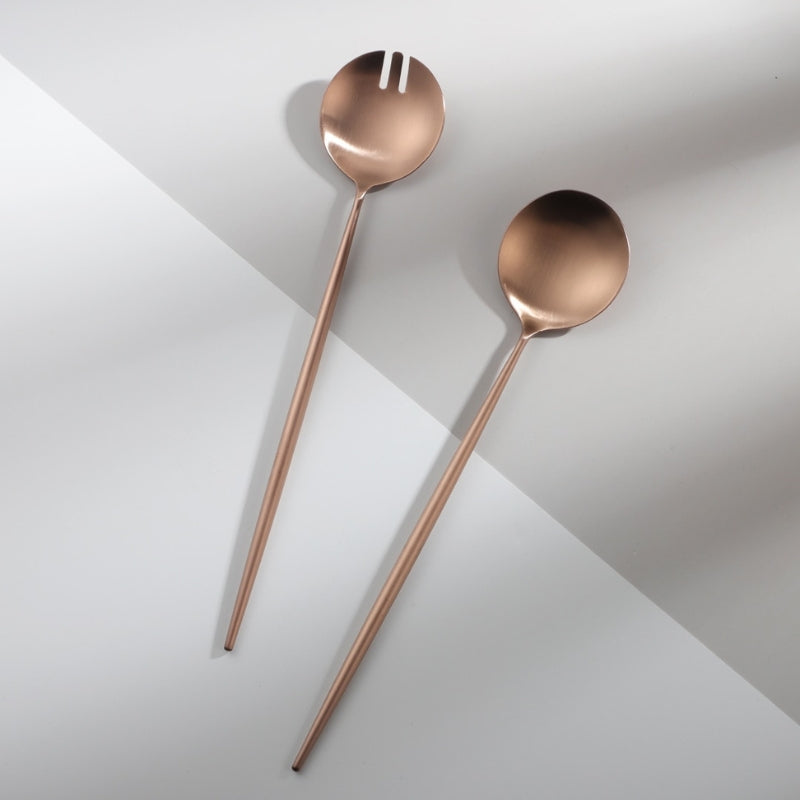 Maliben | Rose Gold Salad Cutlery and Serving Utensils Set