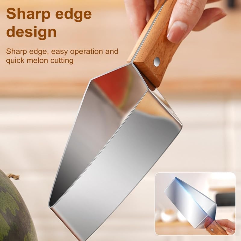 Maliben | Tri-Blade Watermelon Slicer With Wood Handle