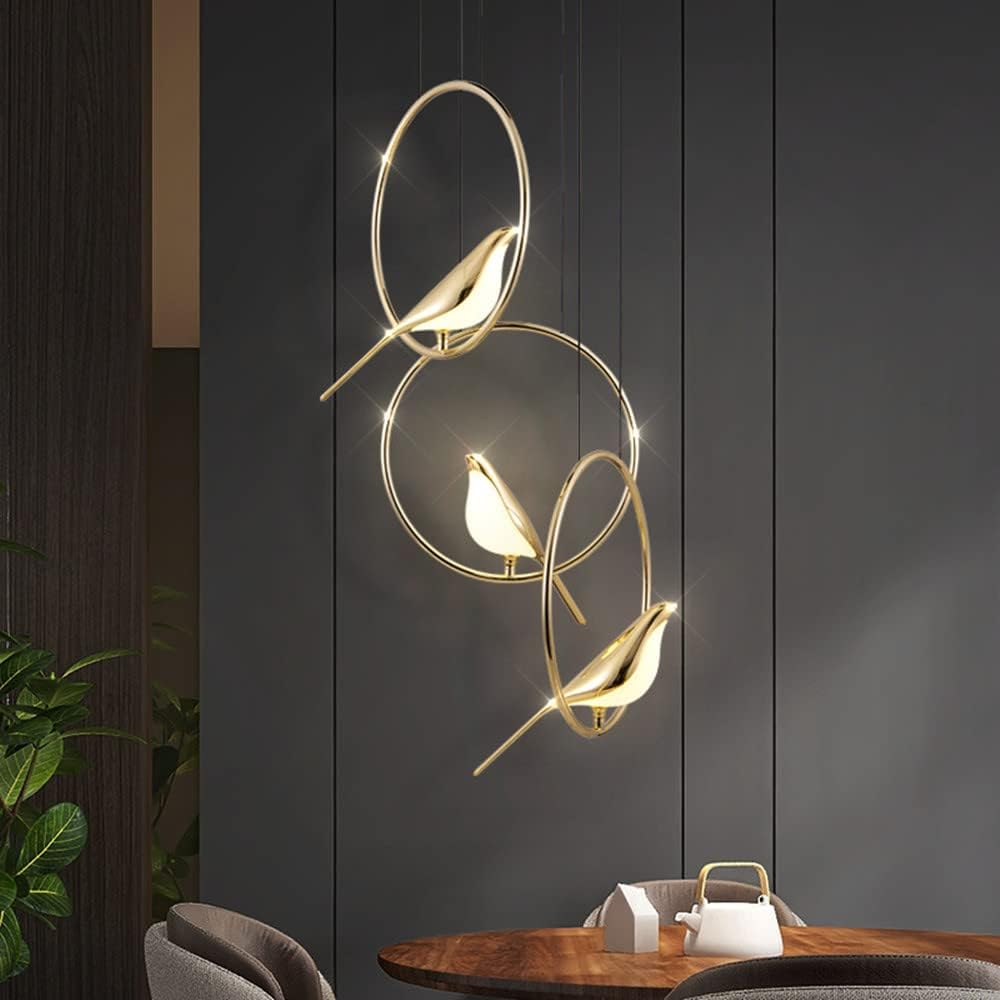 Maliben | Circle Pendant Lamp With Bird Motifs – Modern Lighting Fixture For Home Decor & Unique Ceiling Design