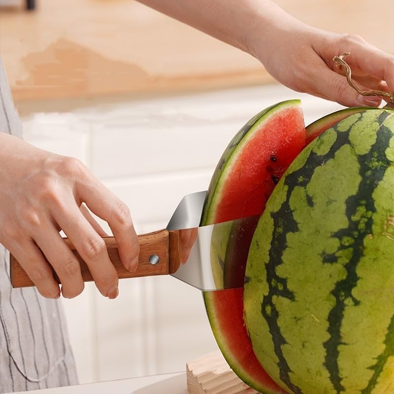 Maliben | Tri-Blade Watermelon Slicer With Wood Handle