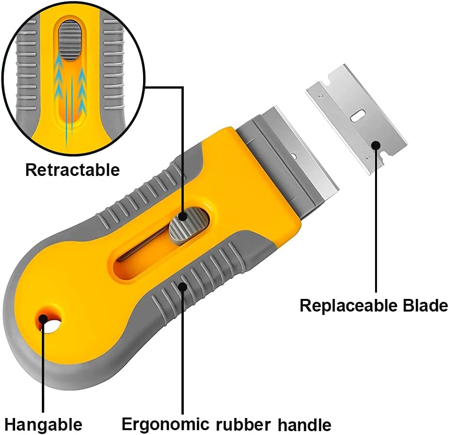 Maliben | Hob Scraper - Premium Razor Blade Scraper Cleaner With 20pcs Replacement Blades