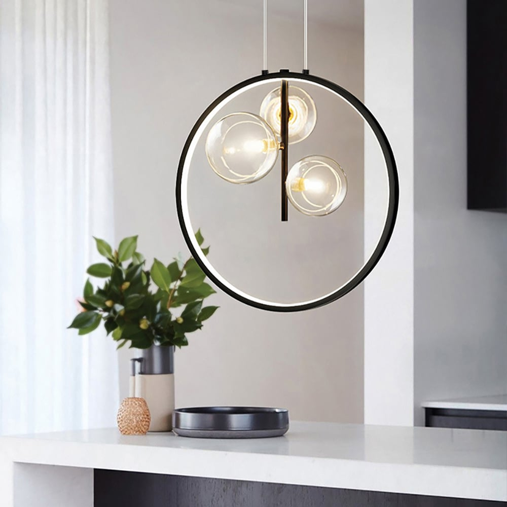 Maliben | Minimalist Glass Ball Pendant Light Black
