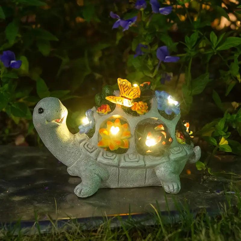 Maliben | Solaro Turtle Garden | Solar Turtle Statue With Led & Succulents | For Garden, Terrace & Balcony