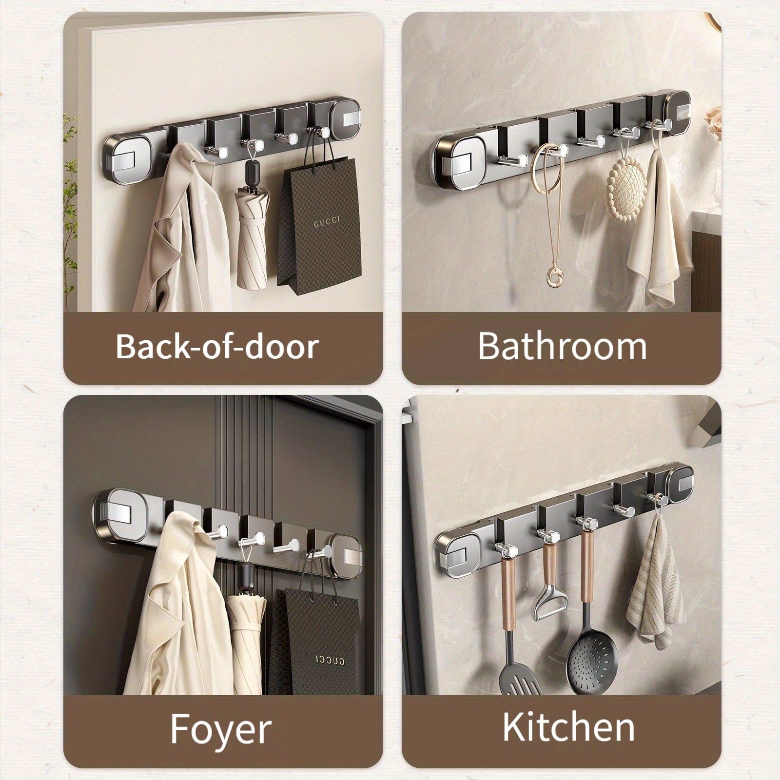 Maliben | Wall Hook Panel Without Drilling – Organiserenplus Hidden 5-Hook Rack