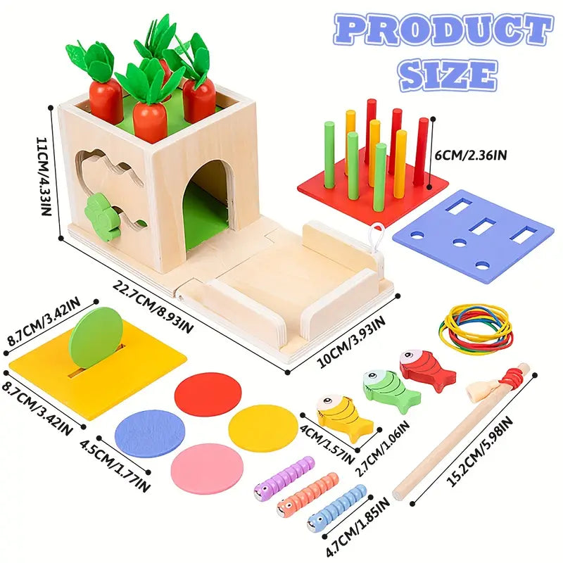 Maliben | 8-In-1 Wooden Montessori Play Box – Educational Toy For Babies