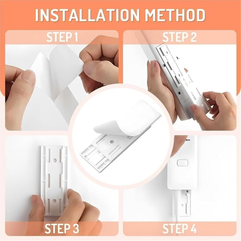 Maliben | Adhesive Power Strip Mounts | No-Drill Wall & Desk Organizer With Slide Rail