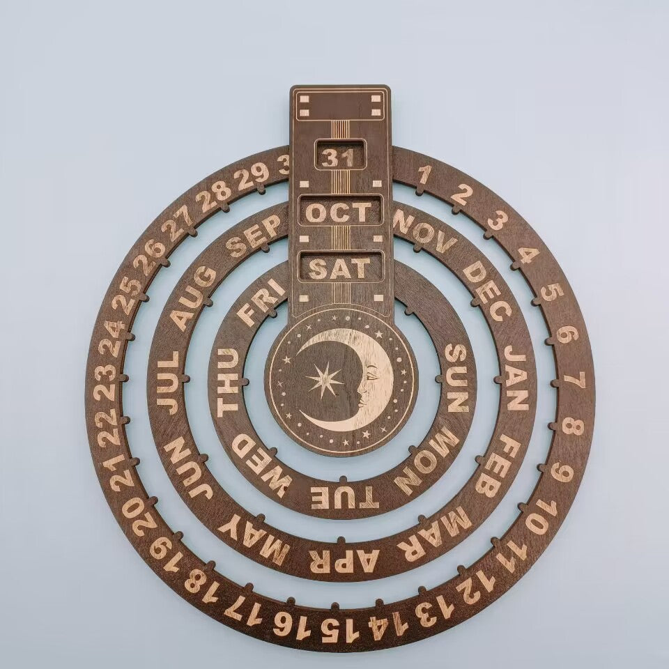Maliben | Wood Rotating Circular Perpetual Calendar