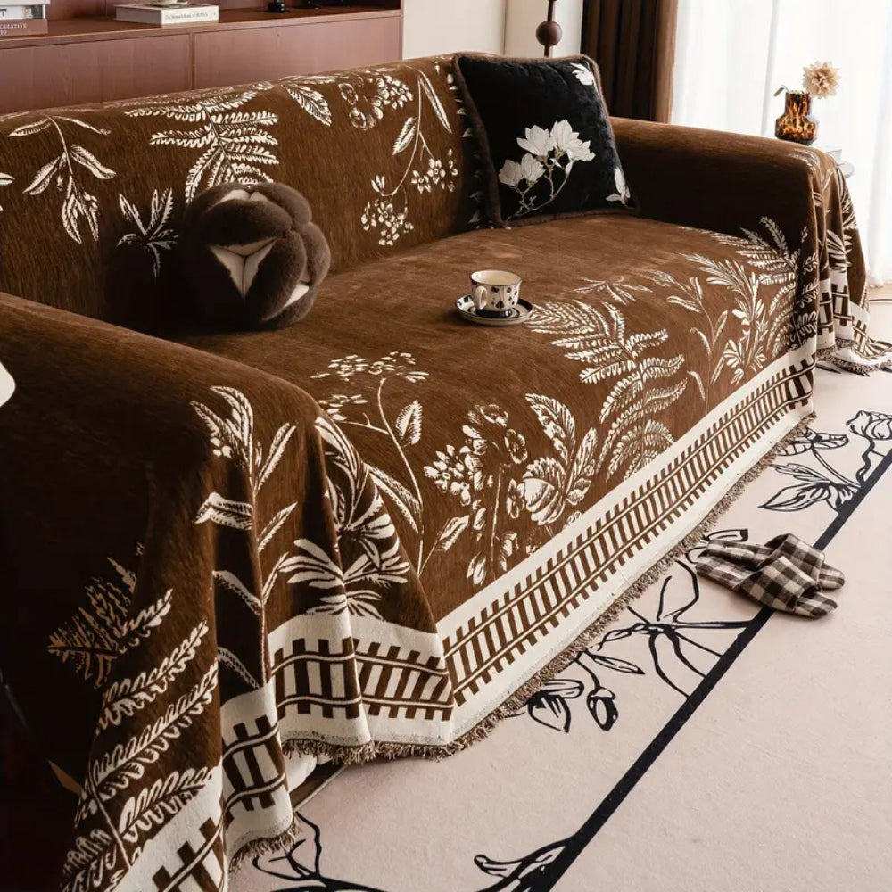 Maliben | Foliage Floral Chenille Sofa Cover