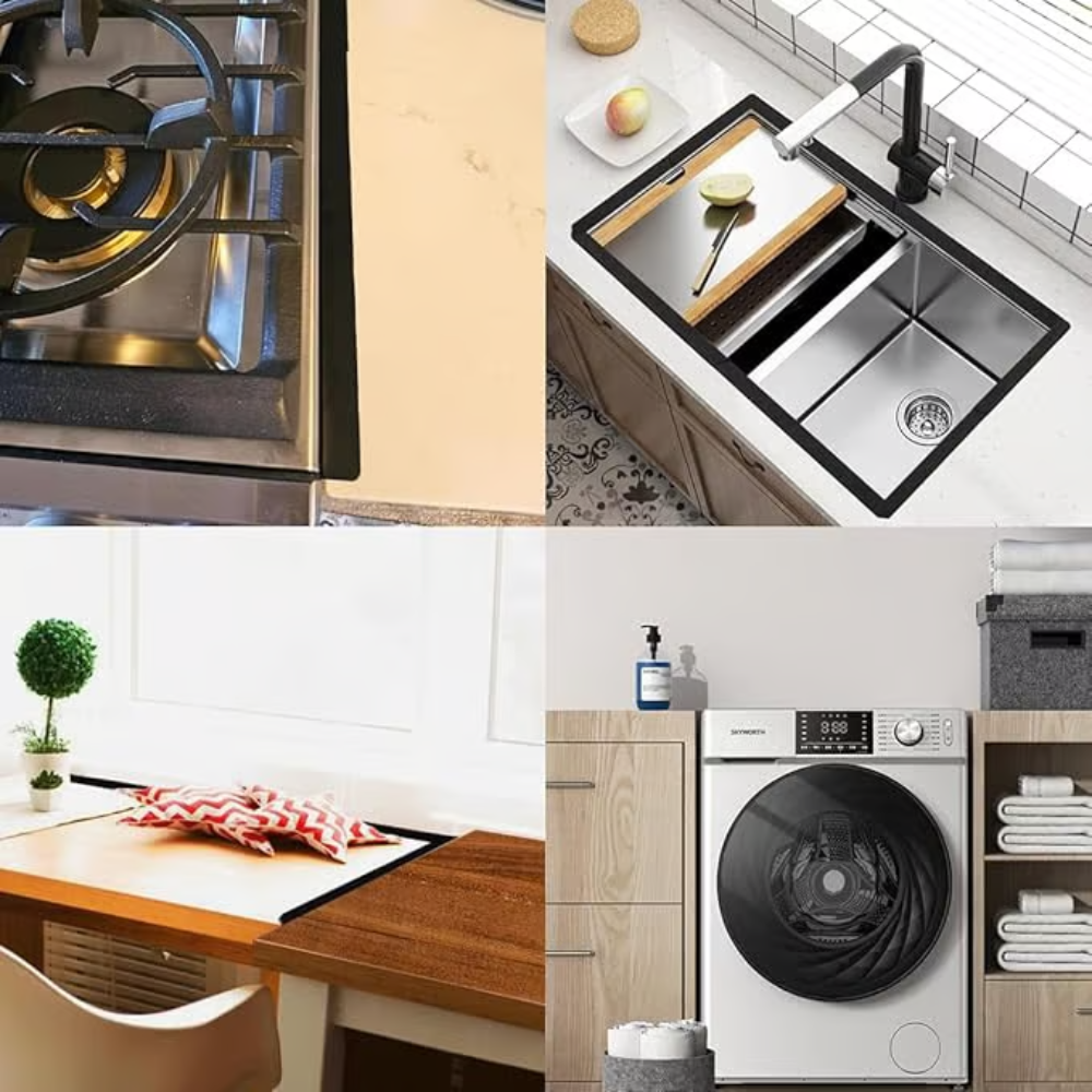 Maliben | Adjustable Stove Gap Cover | Heat-Resistant Stainless Steel Seal Strip | Kitchen Spill Protector