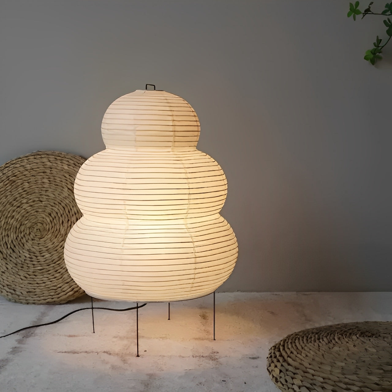Maliben Zen Floor Lamp – Japanese Wabi-Sabi Style with 3-Mode Dimmable LED Light
