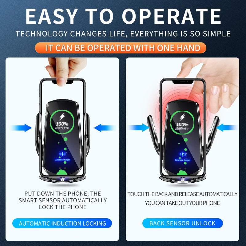 Maliben | 2-In-1 Wireless Car Charger & Phone Holder Automatic Clamping - Fast Charging Secure Universal Compatibility Adjustable & Practical