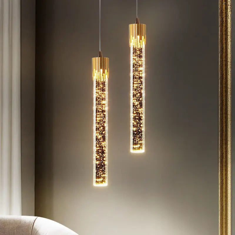 Maliben | Glass Pendant Lamp In Cylinder Shape - Lustreau