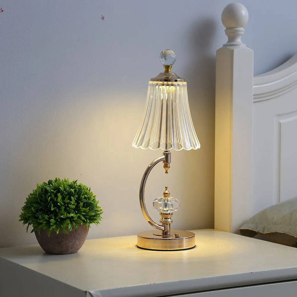 MAliben | Vintage Crystal Table Lamp - Elegant Vintage Crystal Table Lamp For a Charming Atmosphere