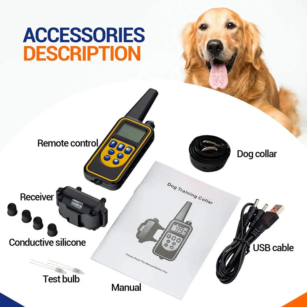 Maliben | 800M Rechargeable Electric Dog Training Collar | Waterproof, Remote Control & Ideal for Effective Dog Training