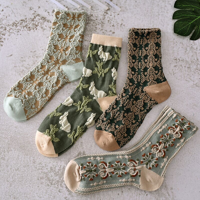 Maliben | Women's Floral Cotton Socks (10 Pairs)