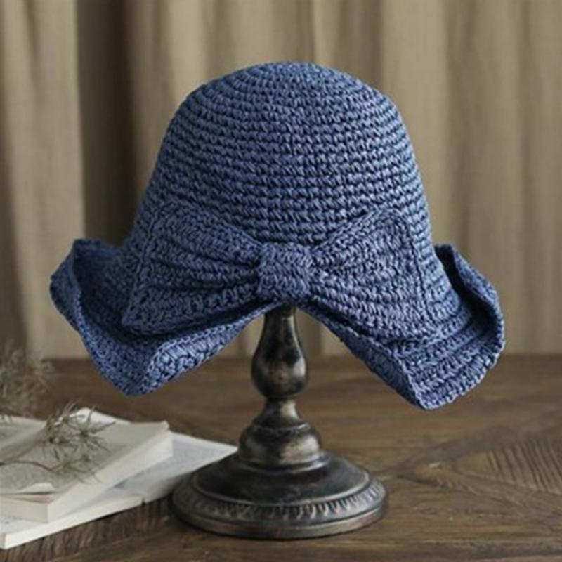 Maliben | Retro Folding Straw Hat With Bow