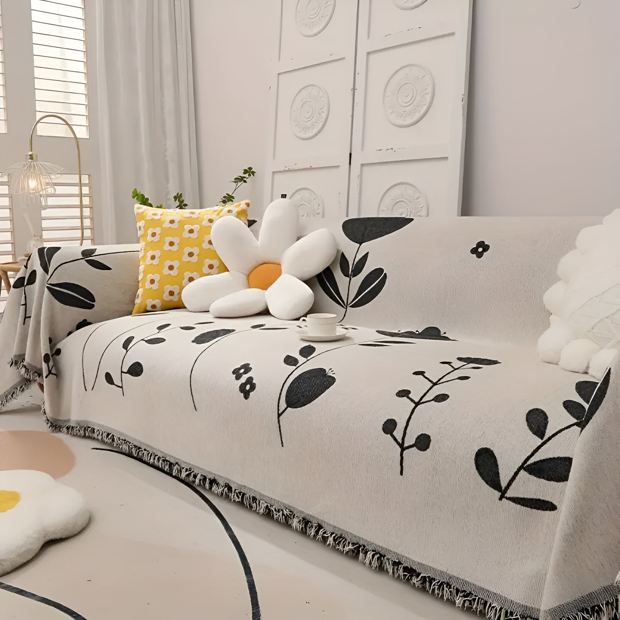 Maliben | Modern Bloom Reversible Sofa Cover