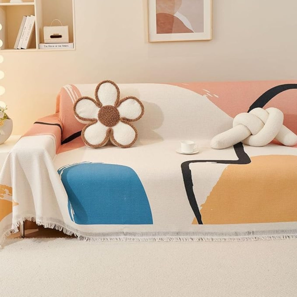 Maliben | Lumiere Abstract Tasseled Sofa Cover