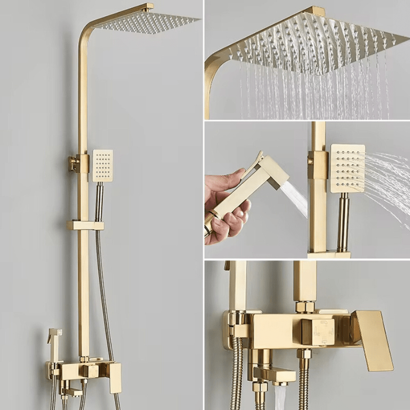 Maliben | Rainflow Luxe Rain Shower Set – Adjustable Brass Shower Fixture With 4 Functions