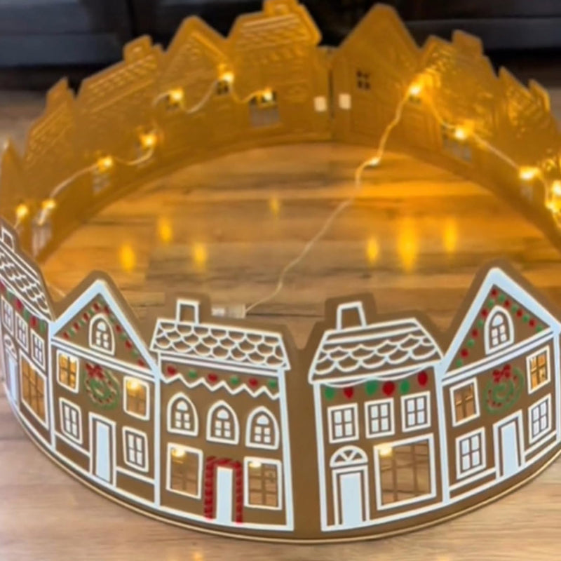 Maliben | LED Gingerbread House Christmas Tree Collar Tree Skirt