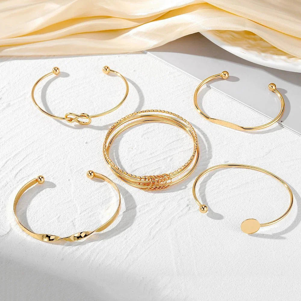 Maliben | 5pcs Twist Bangle Bracelet Stack