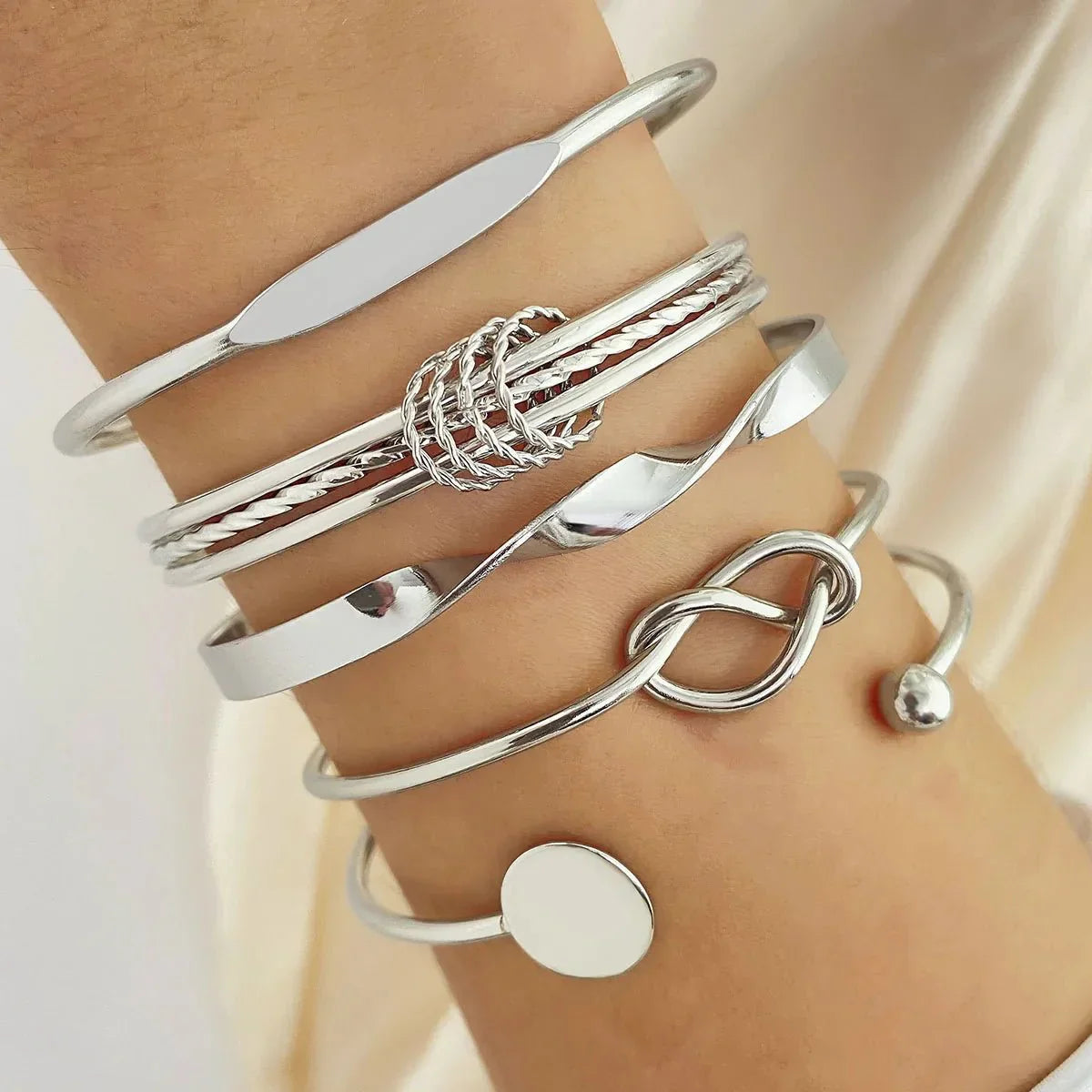 Maliben | 5pcs Twist Bangle Bracelet Stack