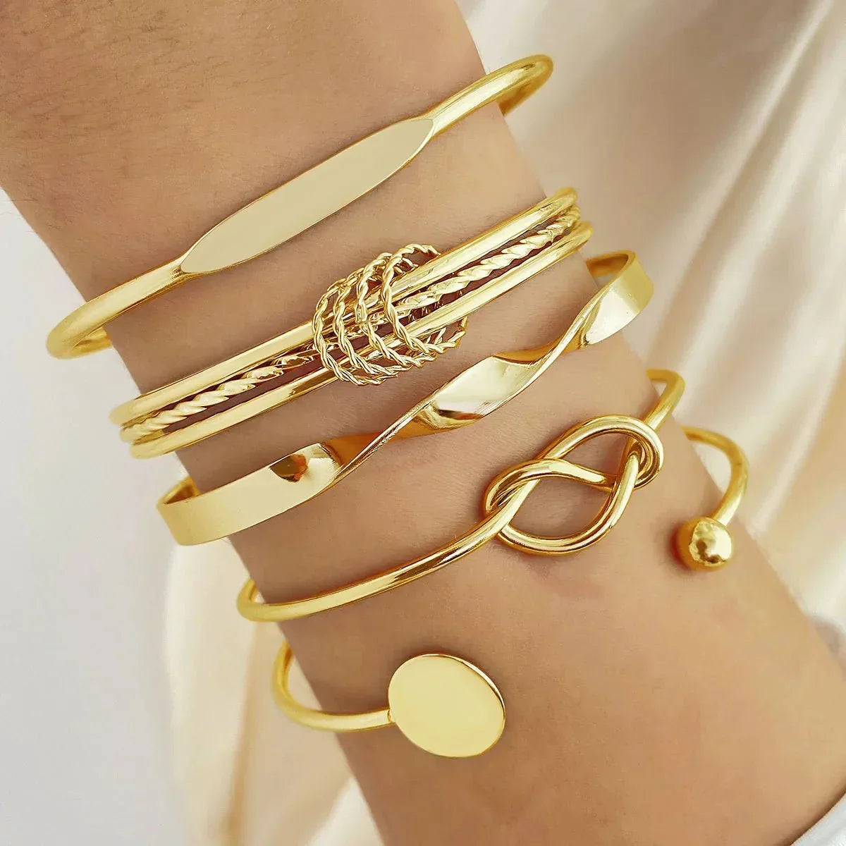 Maliben | 5pcs Twist Bangle Bracelet Stack