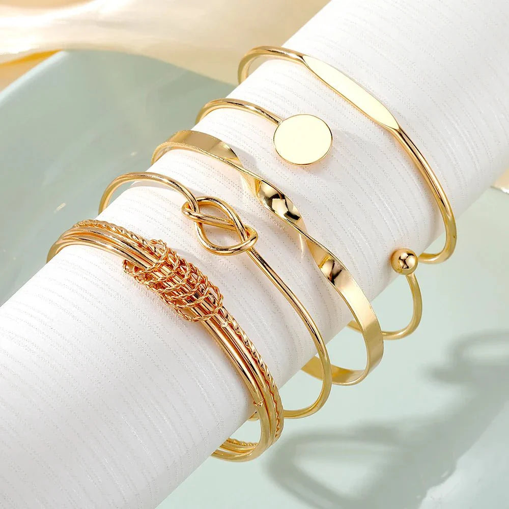 Maliben | 5pcs Twist Bangle Bracelet Stack