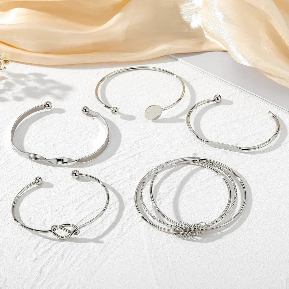 Maliben | 5pcs Twist Bangle Bracelet Stack