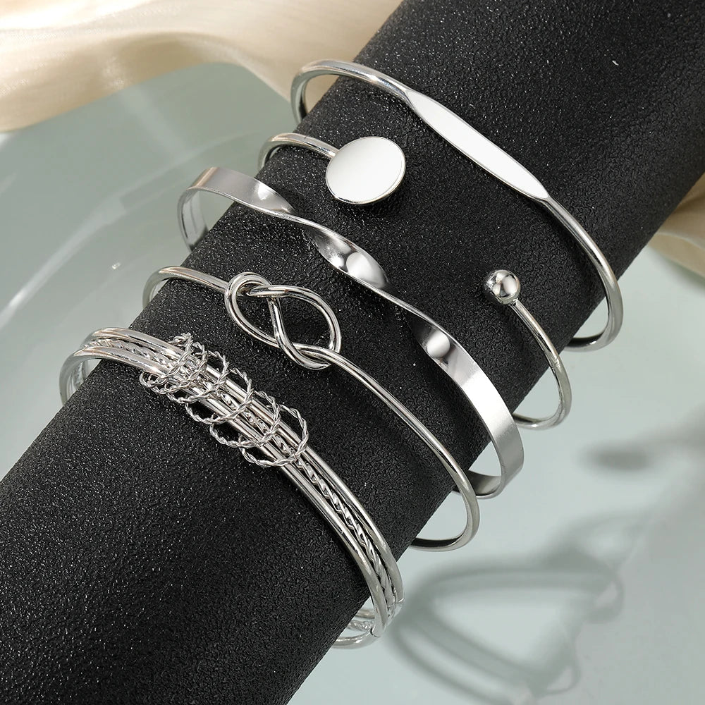 Maliben | 5pcs Twist Bangle Bracelet Stack