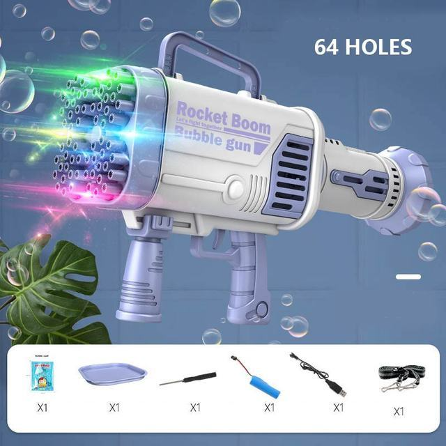 Maliben | Automatic Flashing Rocket Launcher Bubble Gun
