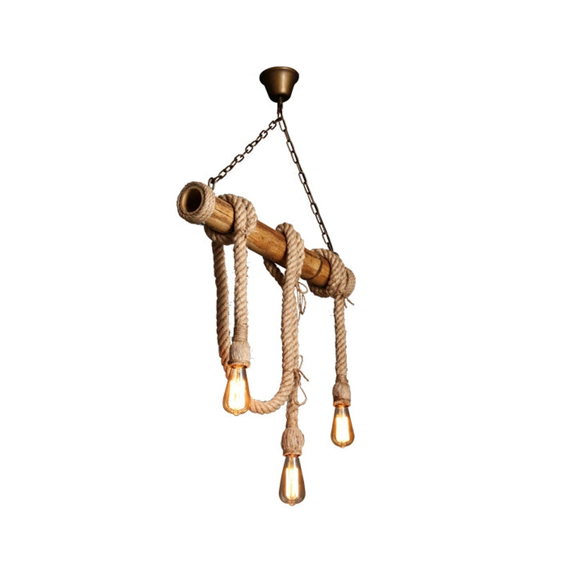 Maliben | Industrial Adjustable Ceiling Lamp Made Of Bamboo With Rope