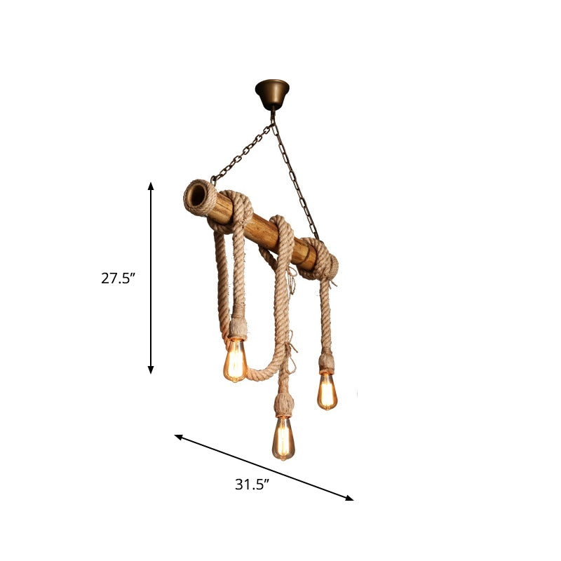 Maliben | Industrial Adjustable Ceiling Lamp Made Of Bamboo With Rope