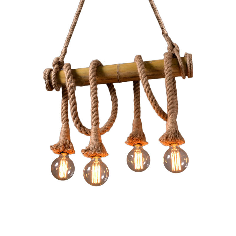 Maliben | Industrial Adjustable Ceiling Lamp Made Of Bamboo With Rope
