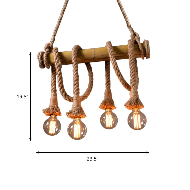Maliben | Industrial Adjustable Ceiling Lamp Made Of Bamboo With Rope