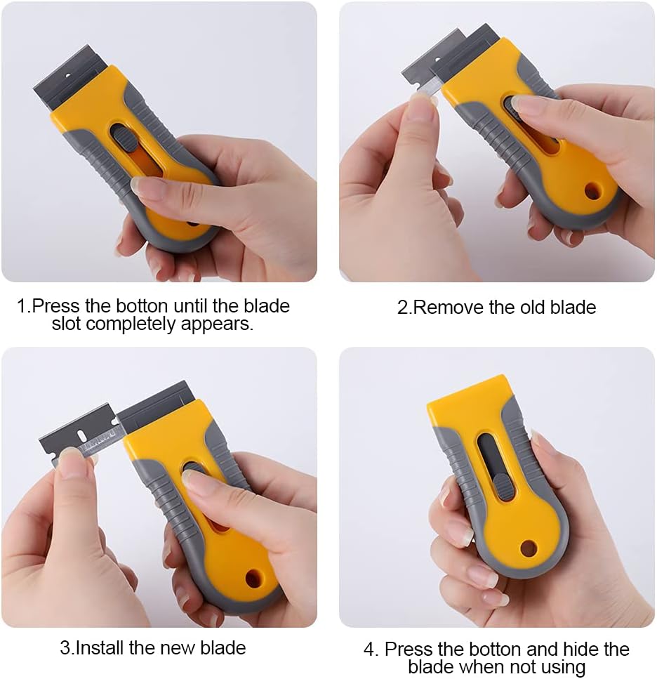 Maliben | Hob Scraper - Premium Razor Blade Scraper Cleaner With 20pcs Replacement Blades