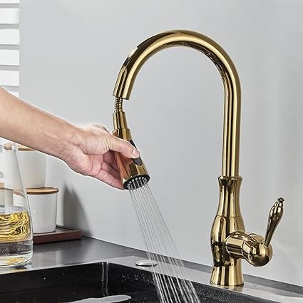 Maliben | Brass Kitchen Faucet Pull Out Mixer Sink Water Tap 360 Rotation Single Handle