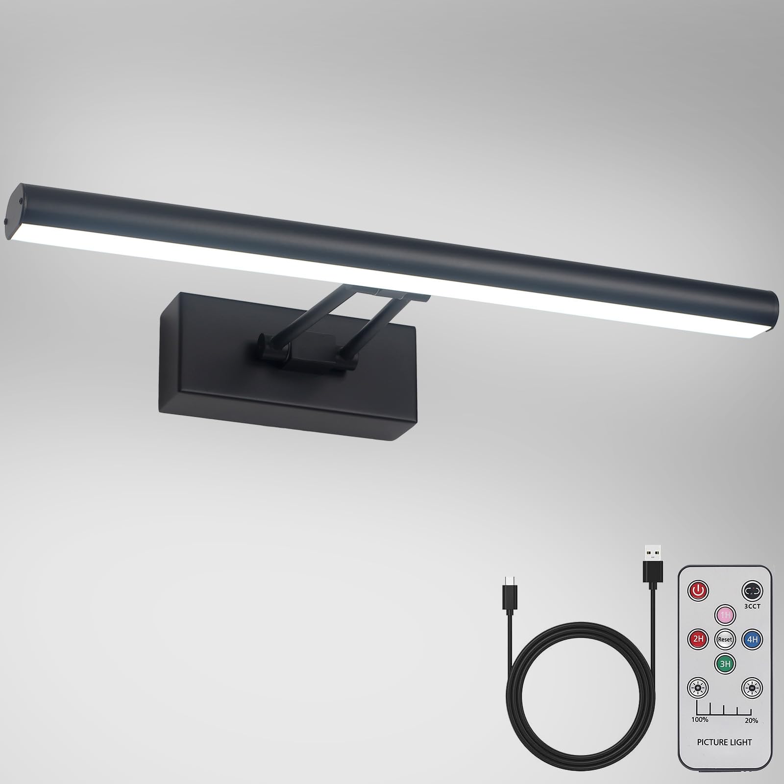 Maliben | Howmzon Picture Lighting, 13.5" Art Lighting, Black Picture Light Battery Operated, 3cct, Wireless Picture Lights With Remote Control, Light Over Picture Frame For Wall Painting (Black)