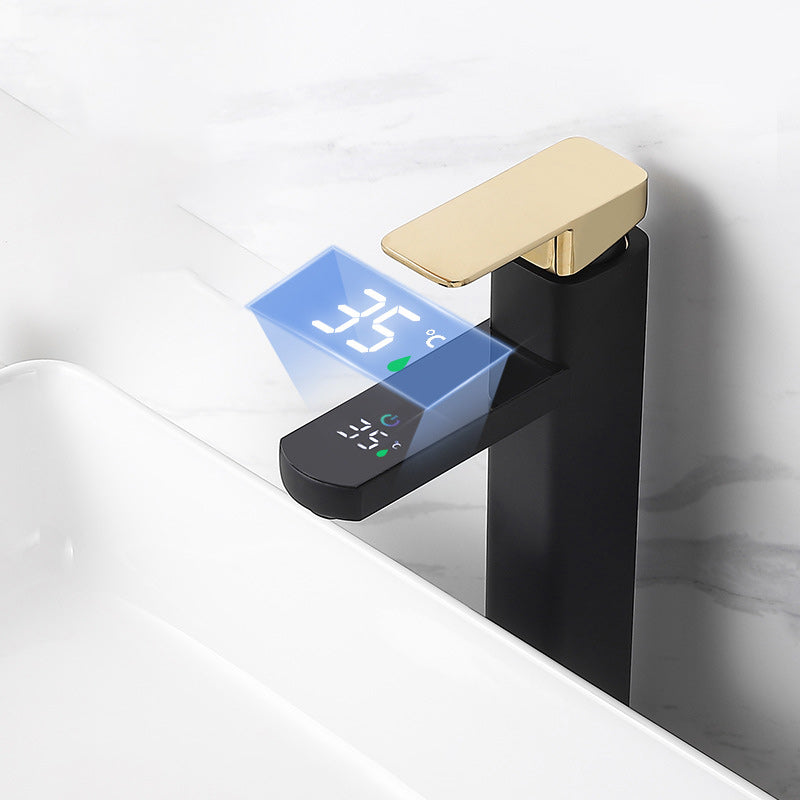 Maliben | Contemporary Sink Faucet Digital Display Monochrome Low Arch Basin Bathroom Sink