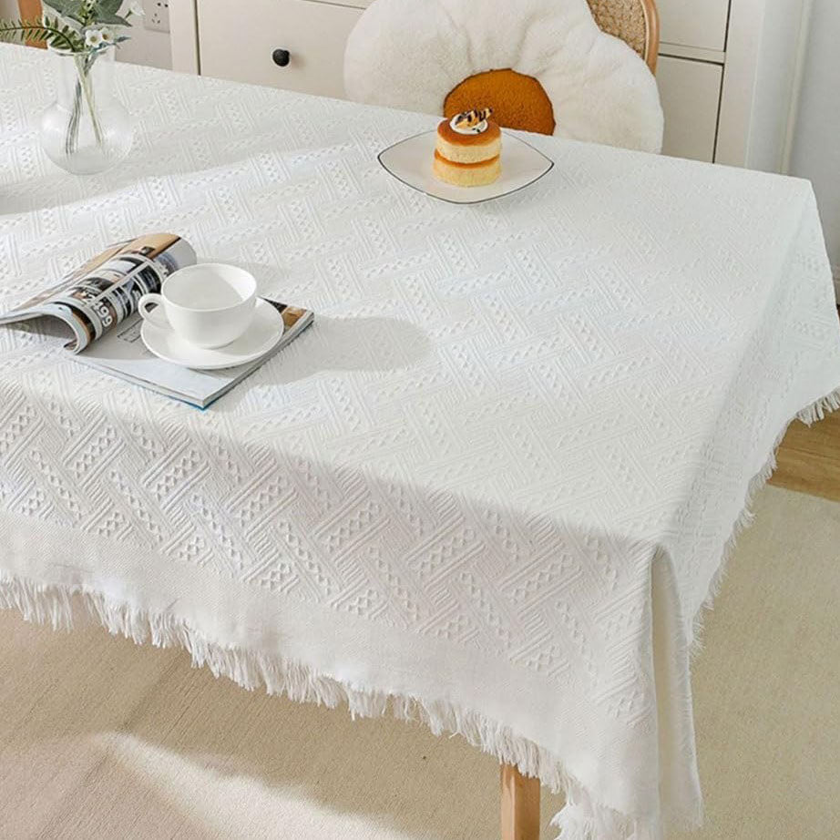 Maliben | Waffle Modern Tablecloth, Knitted Fabric Lace Coffee Cloth, Round Tablecloth, Rectangular Tablecloth